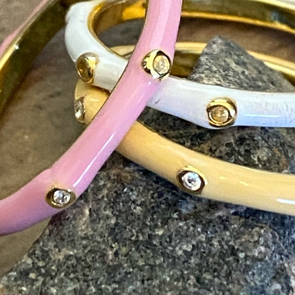 New Adornia 14k Yellow Gold Vermeil Sherbert Enamel Trio Ring - Set of 3 - Picture 5 of 6